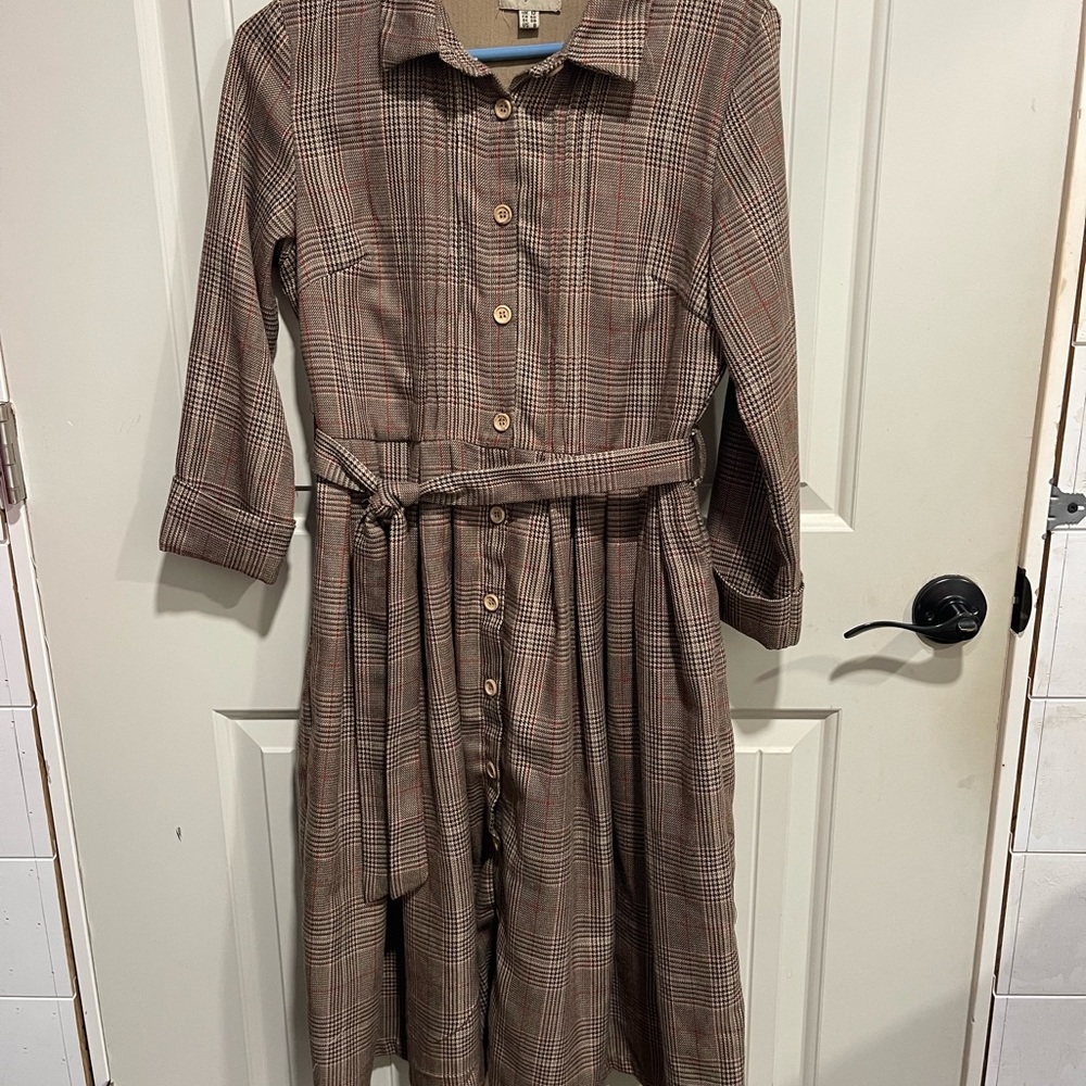 Lindy Bop plaid pleated midi dress size 8